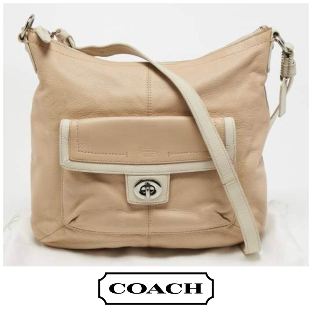 Coach Authentic Vintage Penelope Hobo in Light Beige/White Leather